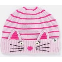 Girls Chummy Embroidered Character Knitted Hat - LILAC CAT