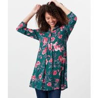 Womens Athena Pop Over Top - GREEN FLORAL