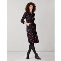 Womens Winslet Long Sleeve Button Front Shirt Dress - BLACK TULIPS