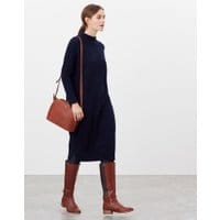 Womens Hallie Knitted Turtle Neck Dress - FRENCH NAVY