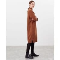 Womens Hallie Knitted Turtle Neck Dress - BROWN