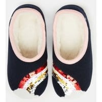 Slippet Felt Mule Applique Slippers - NAVY RAINBOW