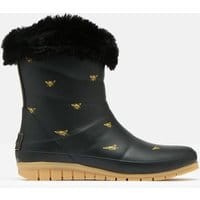 Chilton Short Padded Rain Boots with Fur Collar - BLACK GOLD BEE