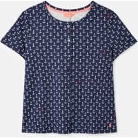 Womens Marsha Button Through T-Shirt - NAVY ANCHORS