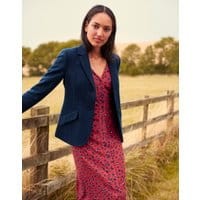 Womens Milford Single Breasted Shorter Tweed Jacket - NAVY TWEED