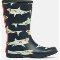 Boys Roll Up Rain Boots - NAVY SHARKS