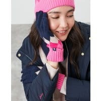 Womens Rothley Argyle Knitted Gloves - NAVY PINK ARGYLE