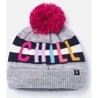 Girls Eastbury Intarsia Knitted Bobble Hat - GREY CHILL OUT