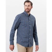 Mens Lyndhurst Long Sleeve Classic Fit Poplin Shirt - BLUE YELLOW CHECK