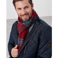 Tytherton Wool Checked Scarf - RED MARL CHECK
