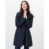 Womens Dartwell Padded Longline Coat with Hood - MARINE NAVY