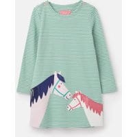 Girls Kaye Applique Dress 1-6 Years - GREEN DOUBLE HORSE