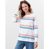 Womens Marina Dropped Shoulder Jersey Top - CREAM MULTI STRIPE