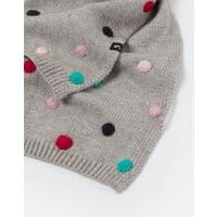 Girls Bella Pom Pom Scarf - GREY MARL