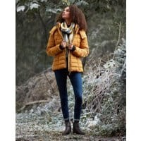 Womens Cassington Padded Coat with Fur Collar and Hood - GOLDEN