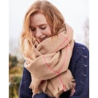 Womens Stamford Checked Scarf - CAMEL PINK CHECK