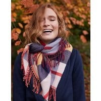 Womens Wilstow Triangle Checked Scarf - NAVY GOLD CHECK