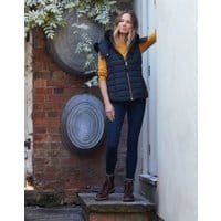 Womens Merrium Elasticated Back Vest with Fur Collar Trim - NAVY