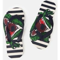 Boys Flip Flops - NAVY DINO STRIPE