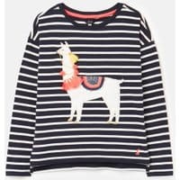 Girls Lorelle Drop Shoulder Top 1-12 Years - NAVY LLAMA