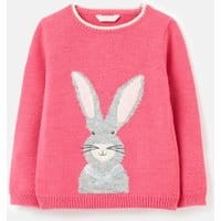 Girls Marlyn Artwork Knitted Sweater 1-12 Years - PINK BUNNY