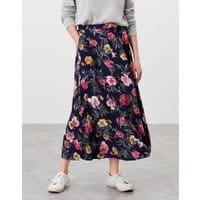 Womens Corinna Button Through Skirt - BLUE FLORAL