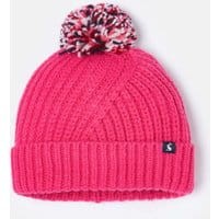 Girls Bobble Cross Over Knitted Hat - TRULY PINK