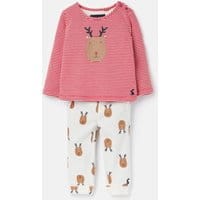207338 Long Sleeve Screenprinted Outfit Set - CREME REINDEER