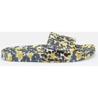 Womens Poolside Printed Sliders - NAVY GOLD INKY LILYPADS