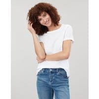 Womens Carley Solid Classic Crew Neck Top - BRIGHT WHITE