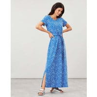 Womens Arianna Round Neck Maxi Dress - BLUE LEOPARD