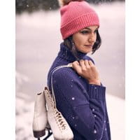 Womens Anwen Contrast Stitch Roll Neck Sweater - FRENCH NAVY