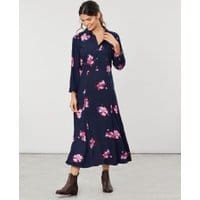 Womens Carla Long Sleeve Shirt Dress - NAVY SPACED FLORAL