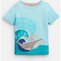 Boys Archie Applique T-Shirt 1-6 Yr - AQUA WHALE