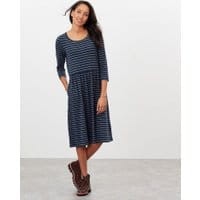 Womens Milana Dropped Waist Jersey Dress - NAVY STRIPE