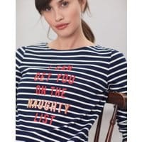 Womens Harbour Print Long Sleeve Jersey Top - NAUGHTY LIST