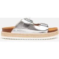 Womens Porta Jute Detail Sliders - METALLIC SILVER