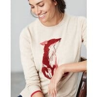 Womens Miranda Crew Neck Intarsia Sweater - OAT FOX
