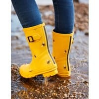 Womens Molly Mid Height Rain Boots - GOLD BOTANICAL BEE