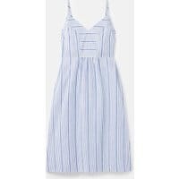208762 Strappy Woven Dress - BLUE CHALK STRIPE