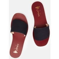 Womens Dayton Leather Slide Sandal - FRENCH NAVY