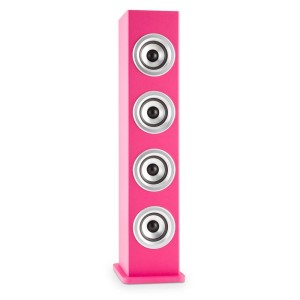 Auna Karaboom LED, ružová, bluetooth reproduktor, USB, AUX, karaoke, 2 mikrofóny