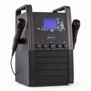 Auna KA8P-V2 BK, čierna, karaoke systém s CD prehrávačom, AUX, 2 mikrofóny