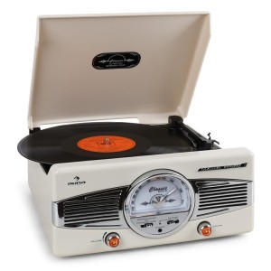 Auna MG-TT-82C gramofón, FM, 50. roky, retro, krémový