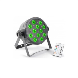 Beamz FlatPAR, 12 x 3 W, tri color LED, DMX IR, vrátane diaľkového ovládania