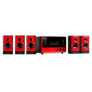 OneConcept V51, aktívny 5.1 systém, USB, SD, AUX, červený