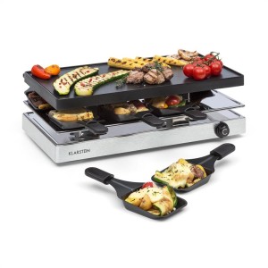 Klarstein Gourmette, rakletovací gril, 1200 W, hliníková grilovacia platňa, 8 osôb, ušľachtilá oceľ