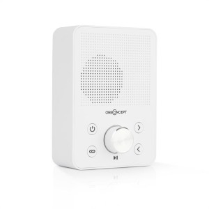 OneConcept Plug+Play FM, rádio do zásuvky, FM tuner, USB, BT, biele