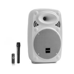 Auna Pro Streetstar 8, mobilný PA systém, 8" (20 cm), UHF mikrofón, 200 W max., biely