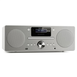 Auna Harvard, mikrosystém, DAB/DAB+, FM tuner, CD prehrávač, USB nabíjanie, biely